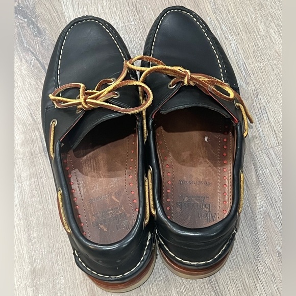 Men’s Allen Edmonds 9.5D 2 Eye Full Leather Westbrook Boat Shoe Dark Blue EUC - Picture 3 of 10